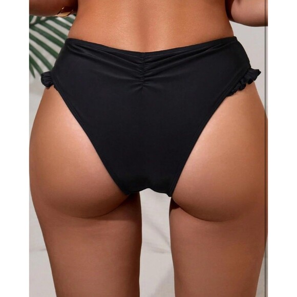 Leoparts Women's Ruched Bikini Bottom Sexy Ruffle High Cut Swim - Picture 4 of 6